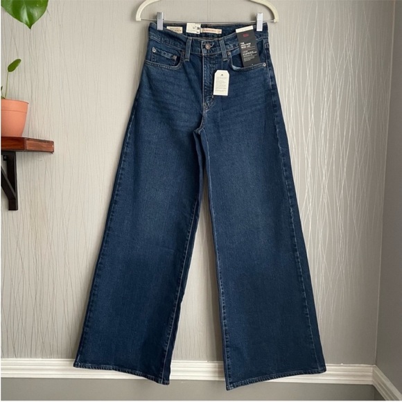 LEVIS Jeans Wide Leg NWT High Rise 728 Premium Woodstock Dark Wash Blue Size 27 - Picture 5 of 16